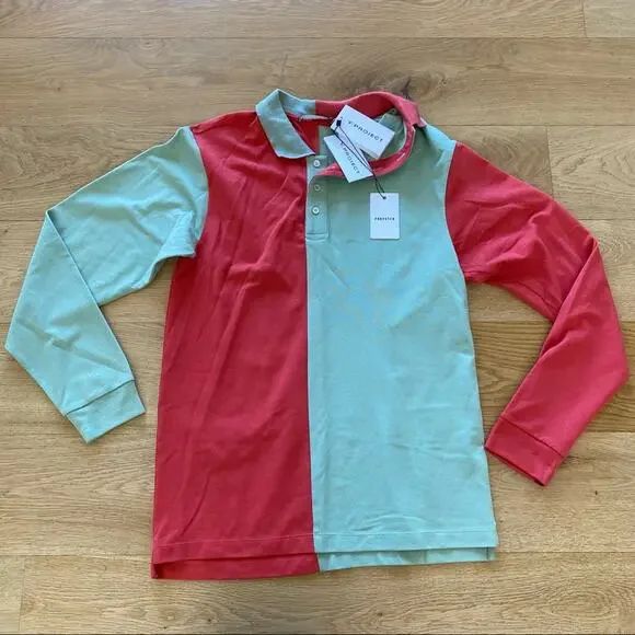 Farfetch - Y Project Asymmetrical Cotton Polo Collar Shirt in Orange and Green